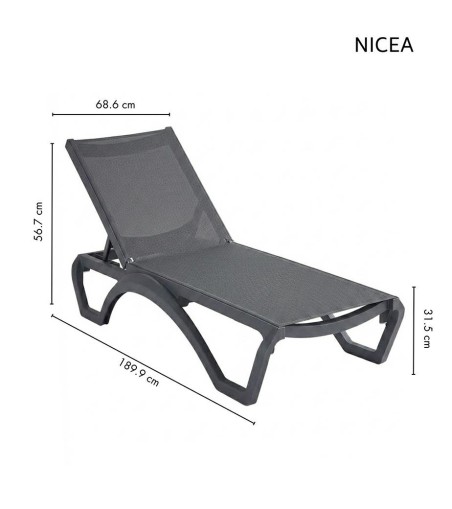 Leżak ogrodowy NICEA czarny
