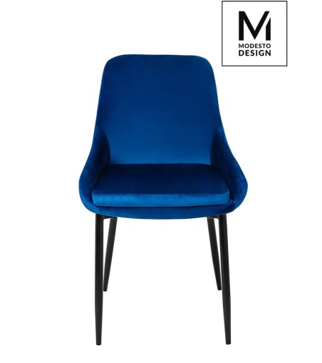 MODESTO krzesło CLOVER ciemny niebieski - welur, metal
