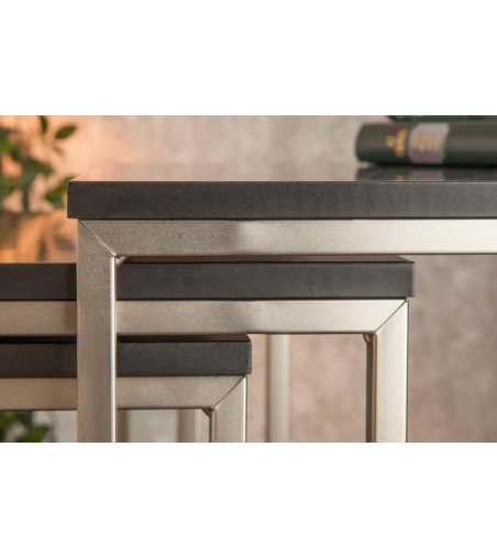 INVICTA zestaw stolików NEW ELEMENTS czarny - MDF, podstawa chromowana