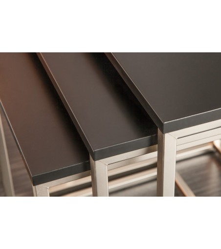 INVICTA zestaw stolików NEW ELEMENTS czarny - MDF, podstawa chromowana