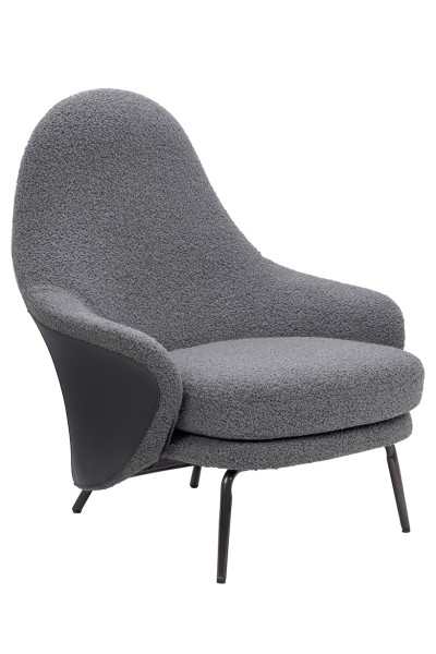 Fotel LOBBY TEDDY szary - stal, opal
