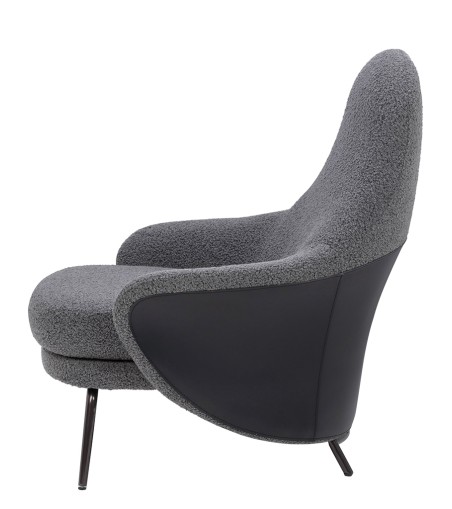 Fotel LOBBY TEDDY szary - stal, opal