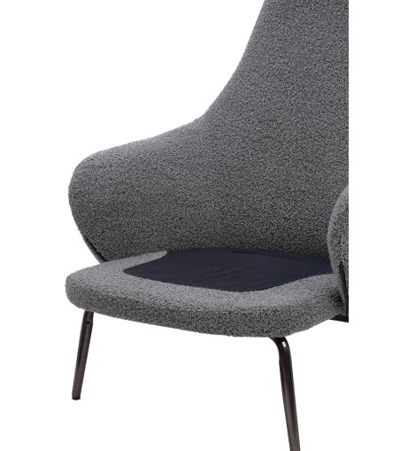 Fotel LOBBY TEDDY szary - stal, opal
