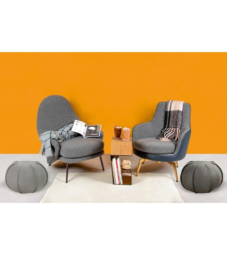 Fotel LOBBY TEDDY szary - stal, opal