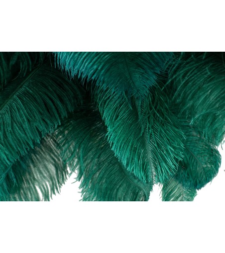 Lampa podłogowa TIFFANY 175 zielona  mosiądz / naturalne pióra