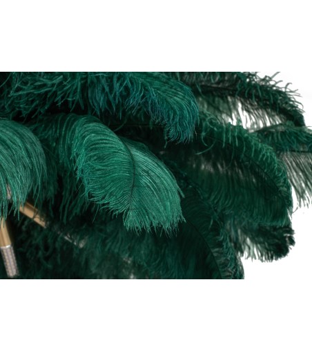 Lampa podłogowa TIFFANY 175 zielona  mosiądz / naturalne pióra