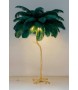 Lampa podłogowa TIFFANY 175 zielona  mosiądz / naturalne pióra