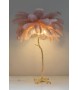 Lampa podłogowa TIFFANY 175 różowa mosiądz / naturalne pióra