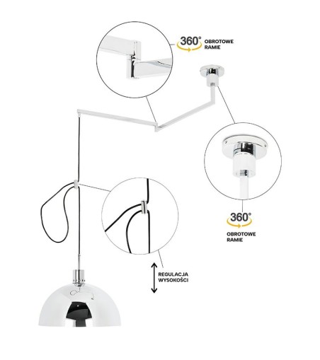 MOOSEE lampa wisząca ROTA 360 srebrny     chrom