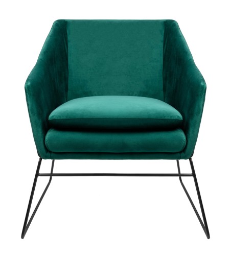 Fotel EMMA VELVET ciemny zielony -        welur, metal