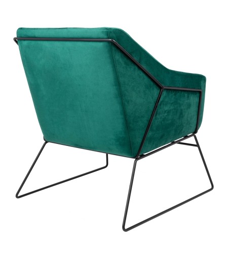 Fotel EMMA VELVET ciemny zielony -        welur, metal