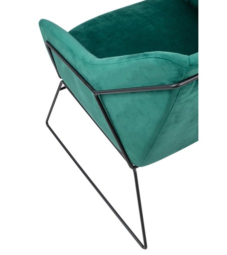 Fotel EMMA VELVET ciemny zielony -        welur, metal