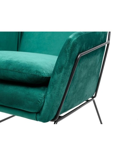 Fotel EMMA VELVET ciemny zielony -        welur, metal