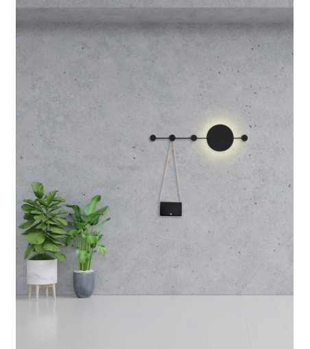 MOOSEE lampa ścienna SHADOW HANG z wieszakiem czarna
