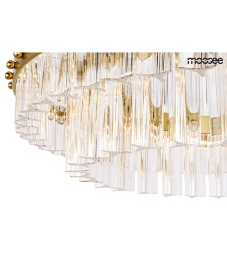 MOOSEE lampa wisząca SATURNUS 47 DUO złota - LED, kryształ, stal szczotkowana