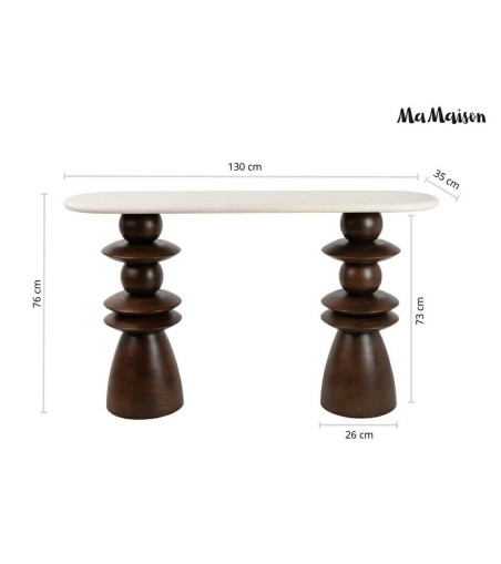 MaMaison konsola RONDA 130 drewno mango   / marmur