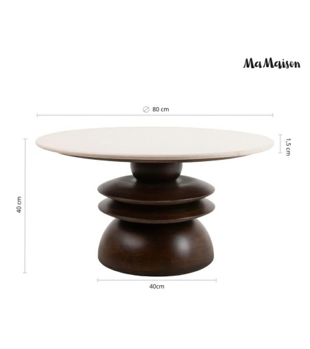 MaMaison stolik kawowy RONDA 80 drewno    mango / marmur