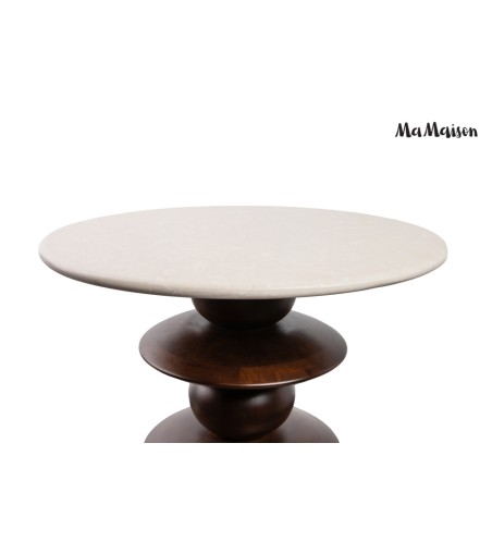 MaMaison stolik RONDA 50 drewno mango /   marmur