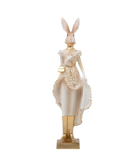 Figurka dekoracyjna SHP RABBIT beżowa /   złota