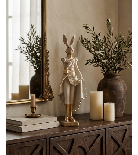 Figurka dekoracyjna SHP RABBIT beżowa /   złota
