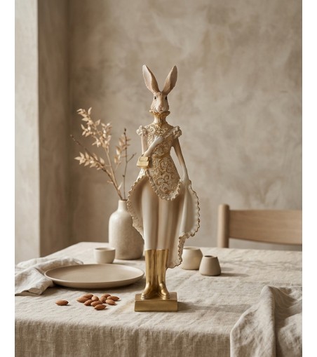 Figurka dekoracyjna SHP RABBIT beżowa /   złota