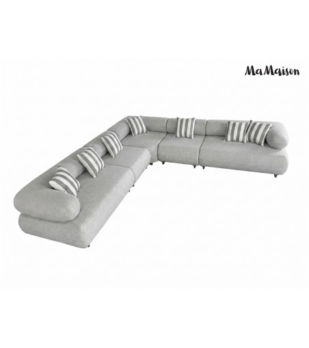 MaMaison sofa narożna ogrodowa ALEXANDER  szara (poduszki i pokrowiec w zestawie)