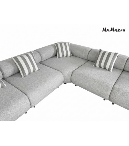 MaMaison sofa narożna ogrodowa ALEXANDER  szara (poduszki i pokrowiec w zestawie)