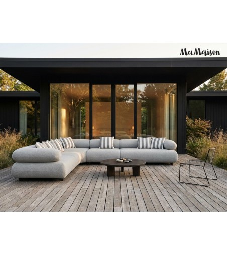 MaMaison sofa narożna ogrodowa ALEXANDER  szara (poduszki i pokrowiec w zestawie)