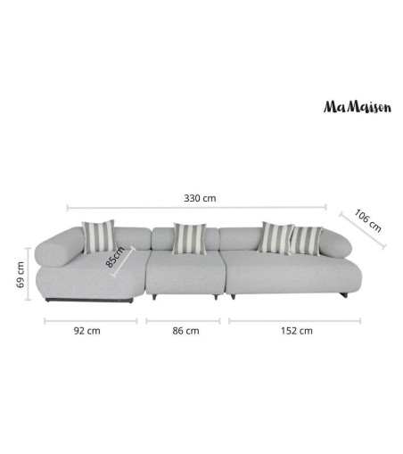 MaMaison sofa ogrodowa ALEXANDER szara    (poduszki i pokrowiec w zestawie)