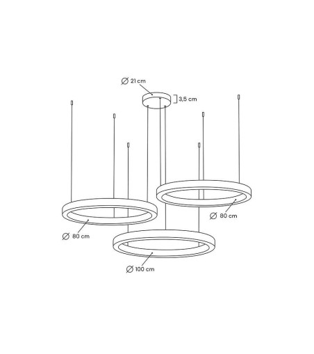 MOOSEE lampa wisząca RING 80 + 80 + 100   złota na jednej podsufitce