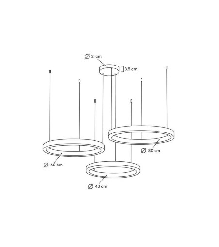 MOOSEE lampa wisząca RING 40 + 60 + 80    złota na jednej podsufitce