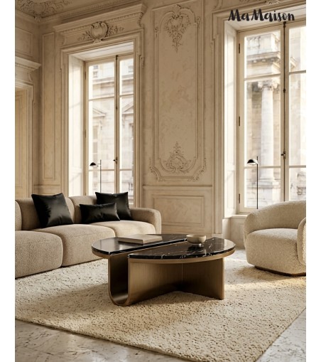 MaMaison stolik kawowy HARPER 105 złoty   / czarny marmur