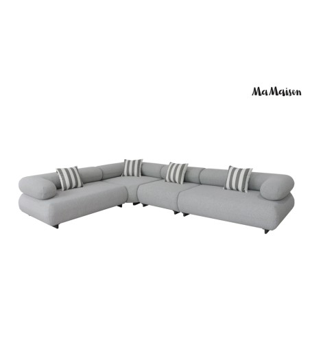 MaMaison sofa narożna ogrodowa ALEXANDER  4 szara (poduszki i pokrowiec w zestawie)