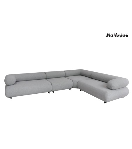 MaMaison sofa narożna ogrodowa ALEXANDER  4 szara (poduszki i pokrowiec w zestawie)
