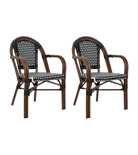 Zestaw 2 krzeseł ogrodowych CAFE PARIS    ARM brązowy rattan