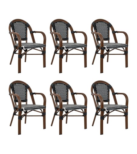 Zestaw 6 krzeseł ogrodowych CAFE PARIS    ARM brązowy rattan