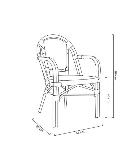 Zestaw 6 krzeseł ogrodowych CAFE PARIS    ARM brązowy rattan