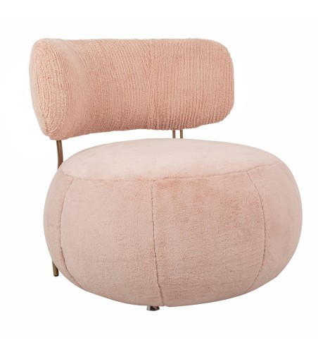 Fotel LOW TEDDY PINK różowy - stal