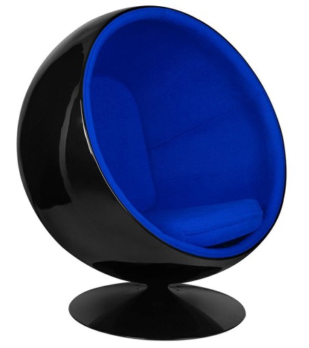 Fotel BALL BLACK niebieski - włókno       szklane, metal