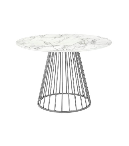 Stół GLAM MARBLE 110 - MDF, chromowana podstawa