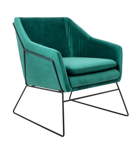 Fotel EMMA VELVET ciemny zielony -        welur, metal