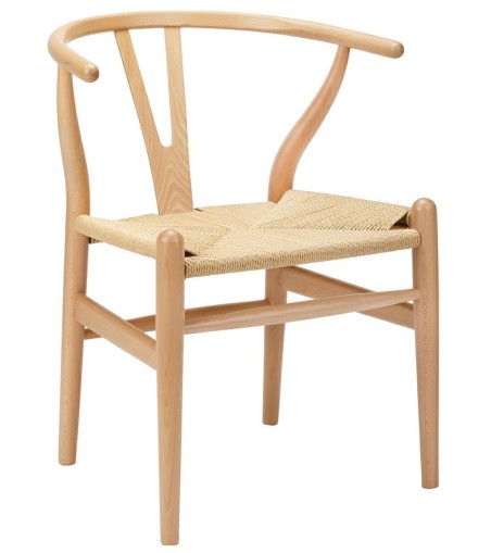 Krzesło WISHBONE natural - drewno bukowe, naturalne włókno