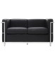Sofa dwuosobowa SOFT LC2 czarna - włoska skóra naturalna, metal
