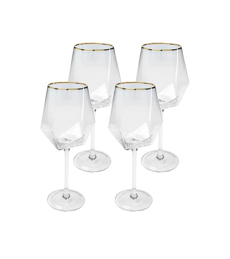 KARE komplet 4 kieliszków do wina         DIAMOND RIM 525 ml