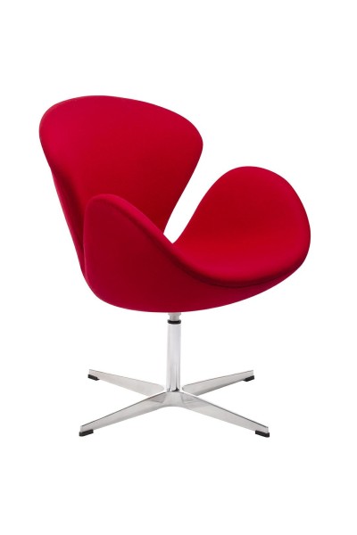 Fotel SWAN WOOL PREMIUM czerwony -  wełna, podstawa stal