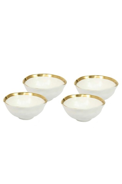 KARE komplet 4 misek BELL 15 cm           biało-złoty