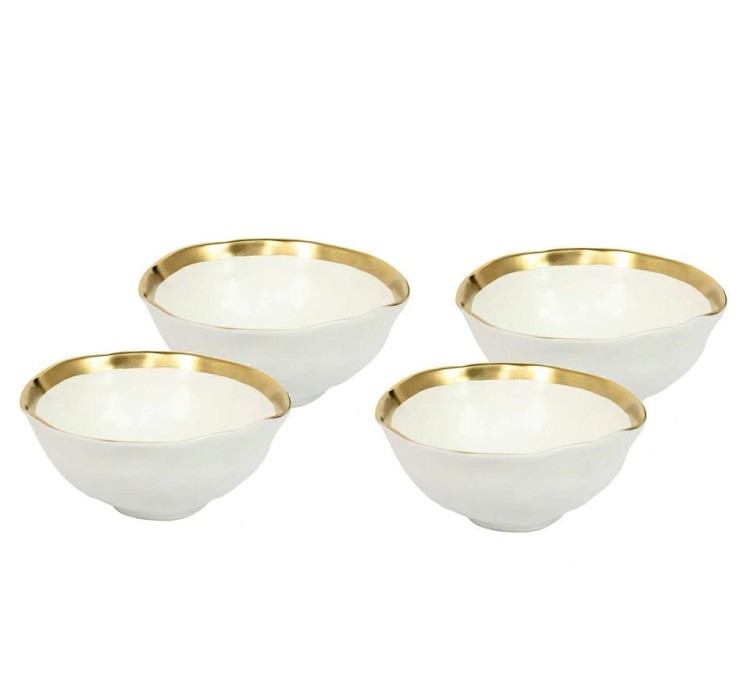 KARE komplet 4 misek BELL 15 cm           biało-złoty