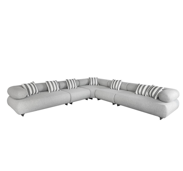 MaMaison sofa narożna ogrodowa ALEXANDER  szara (poduszki i pokrowiec w zestawie)
