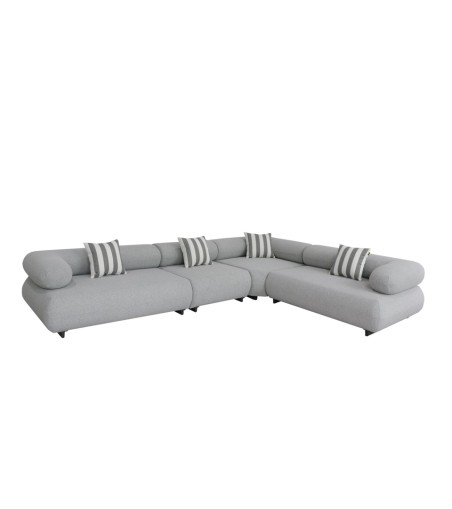MaMaison sofa narożna ogrodowa ALEXANDER  4 szara (poduszki i pokrowiec w zestawie)
