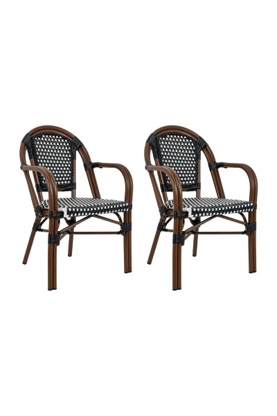 Zestaw 2 krzeseł ogrodowych CAFE PARIS    ARM brązowy rattan